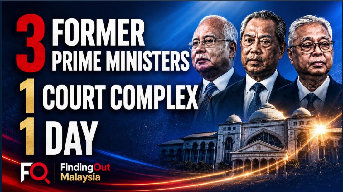 Three former Malaysian prime ministers at the Kuala Lumpur Court Complex on 27 August 2026 — three separate proceedings, one court complex, one day.