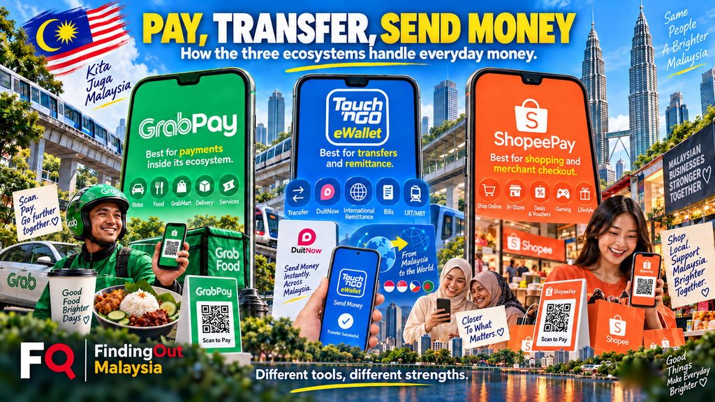 GrabPay, Touch ’n Go eWallet and ShopeePay comparison for payments, transfers and money services