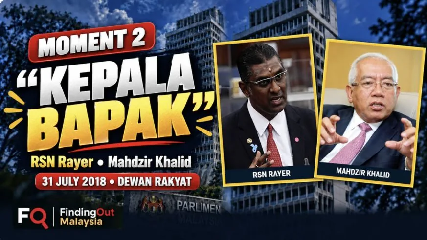 FindingOut graphic introducing RSN Rayer and Mahdzir Khalid’s kepala bapak exchange on 31 July 2018